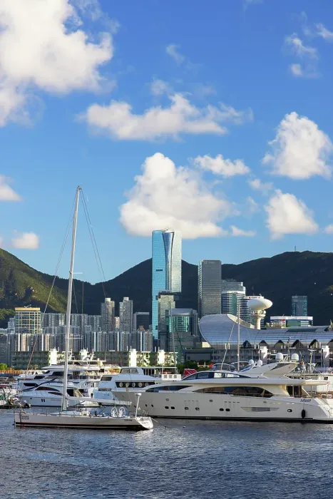 Framed Print : Yachts in Kwun Tong typhoon shelter with Quarry Bay skyline in background, Hong Kong Island, Hong Kong Framed Print : Yachts in Kwun Tong typhoon shelter with Quarry Bay skyline in background, Hong Kong Island, Hong Kong