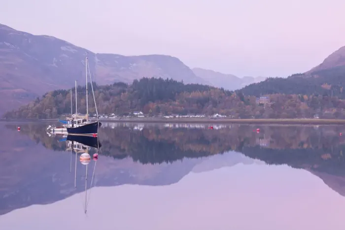 Framed Print : Yachts moored on a mirror still Loch Leven during twilight, Glencoe, Highland, Scotland Framed Print : Yachts moored on a mirror still Loch Leven during twilight, Glencoe, Highland, Scotland