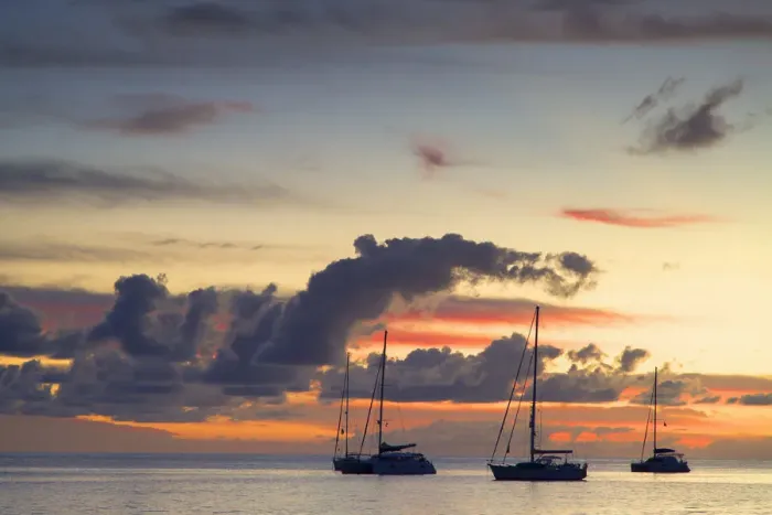 Framed Print : Yachts moored at sunset, Waya Island, Yasawa Islands, Fiji Framed Print : Yachts moored at sunset, Waya Island, Yasawa Islands, Fiji