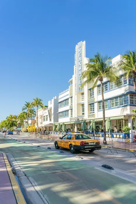 Framed Print : Yellow Cab, Ocean Drive, South Beach, Miami, Florida, USA Framed Print : Yellow Cab, Ocean Drive, South Beach, Miami, Florida, USA