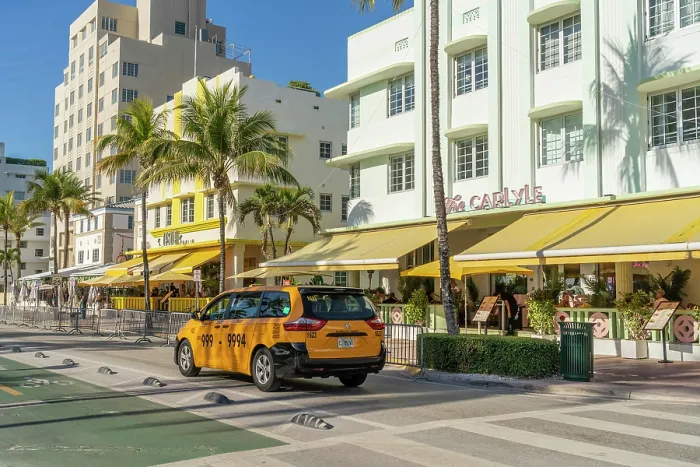 Framed Print : Yellow Cab, Ocean Drive, South Beach, Miami, Florida, USA Framed Print : Yellow Cab, Ocean Drive, South Beach, Miami, Florida, USA
