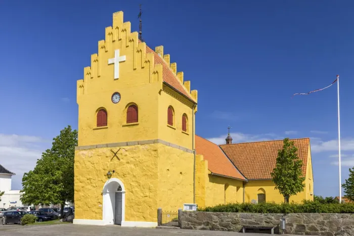Framed Print : Yellow Church of Allinge on Bornholm, Denmark Framed Print : Yellow Church of Allinge on Bornholm, Denmark