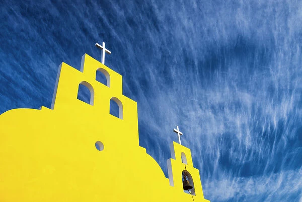 Yellow Church & Blue Sky, Yucantan Peninsula, Mexico