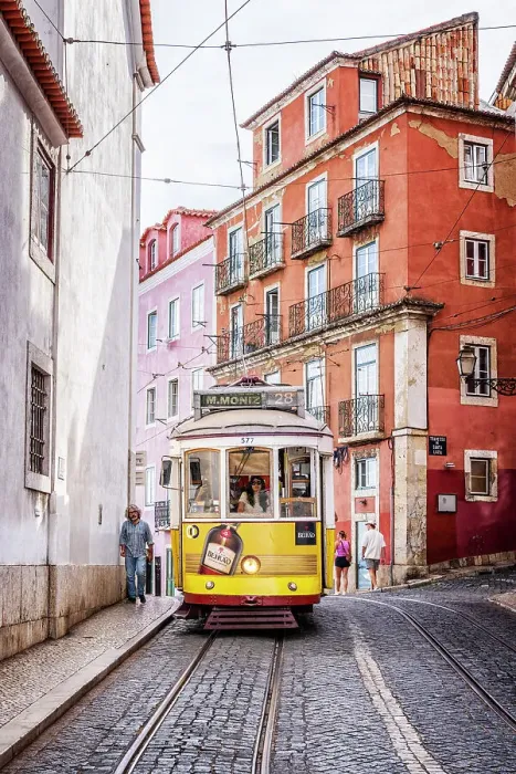 Framed Print : Yellow Tram 28 in the Streets of Lisbon Alfama District Lisbon, Portugal Framed Print : Yellow Tram 28 in the Streets of Lisbon Alfama District Lisbon, Portugal