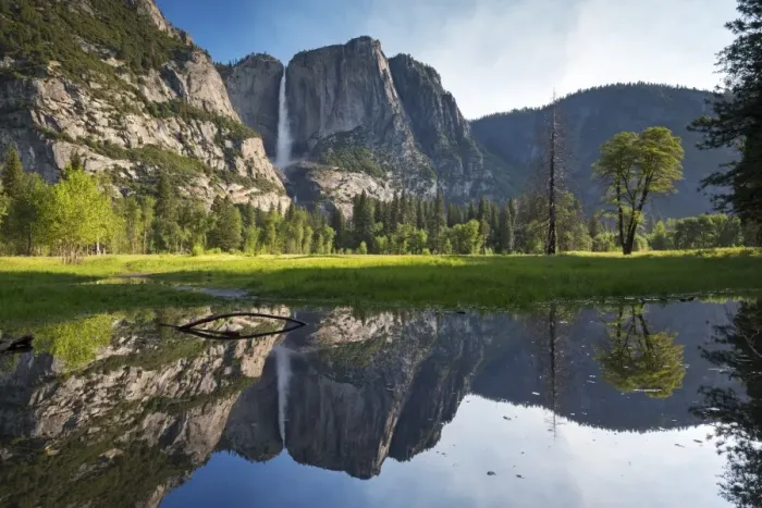 Framed Print : Yosemite Falls viewed across a Yosemite Valley meadow, California, USA Framed Print : Yosemite Falls viewed across a Yosemite Valley meadow, California, USA