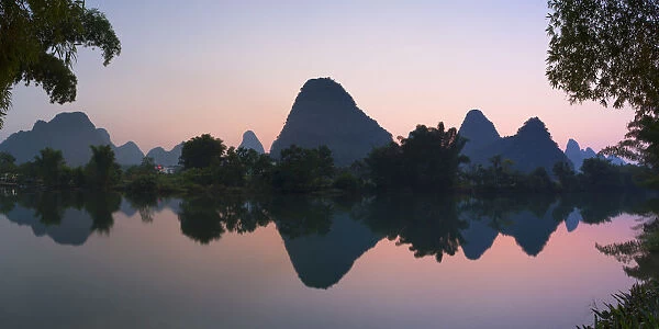 Yulong River at dusk, Yangshuo, Guangxi, China