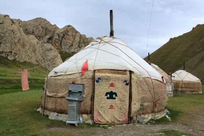 Framed Print : Yurt (Nomads tent) in Tash Rabat valley, Naryn oblast, Kyrgyzstan