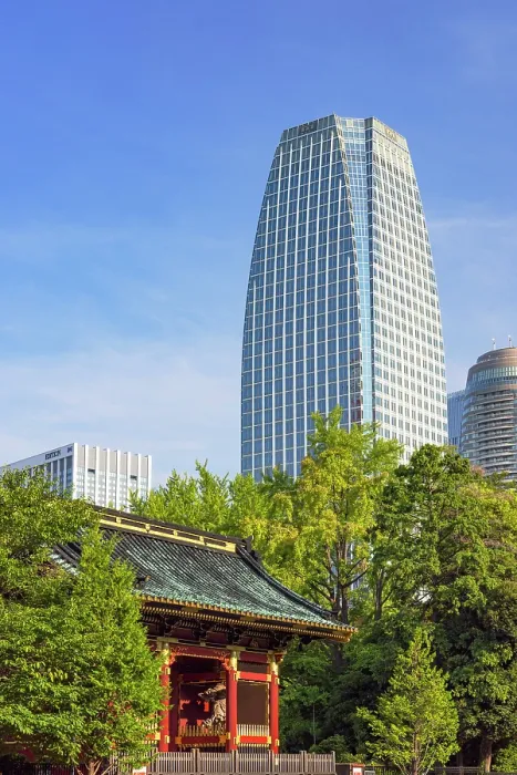 Framed Print : Yusho-in Reibyo Nitenmon Gate and Atago Green Hills MORI Tower, Minato, Tokyo, Japan Framed Print : Yusho-in Reibyo Nitenmon Gate and Atago Green Hills MORI Tower, Minato, Tokyo, Japan