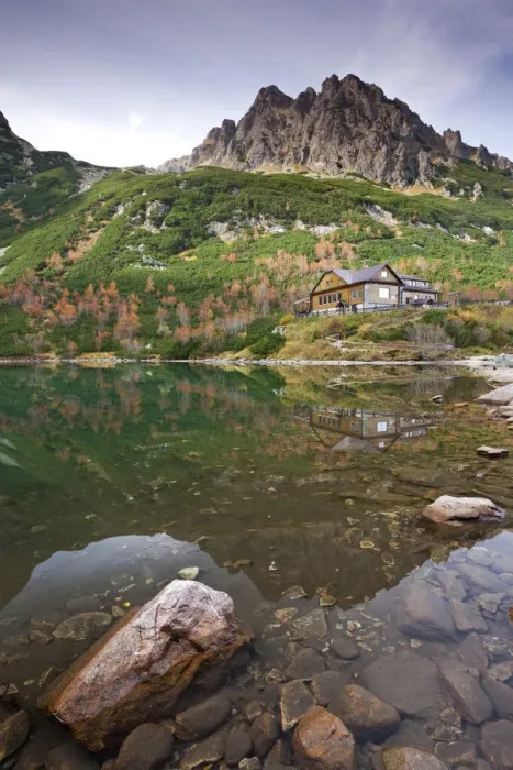 Framed Print : Zelene Pleso Lake and Mountain Cottage in the High Tatras Mountains, Slovakia, Europe Framed Print : Zelene Pleso Lake and Mountain Cottage in the High Tatras Mountains, Slovakia, Europe