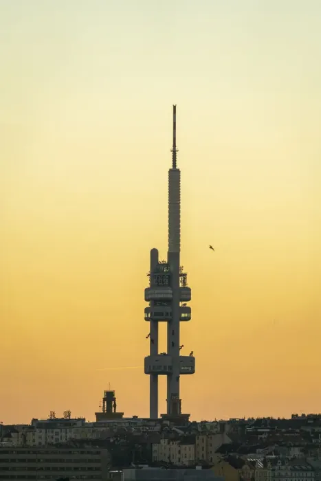 Framed Print : Zizkov TV tower at sunrise, Prague, Bohemia, Czech Republic