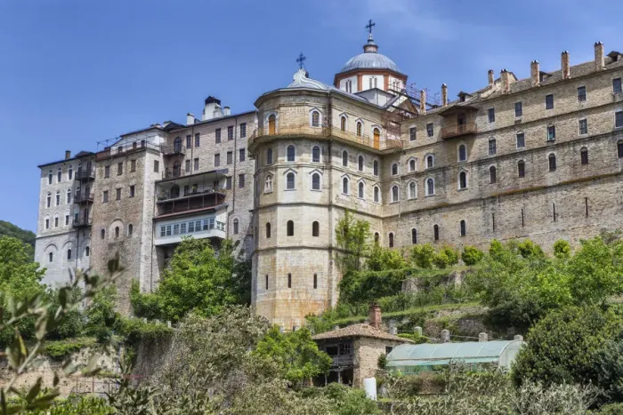 Framed Print : Zograf Monastery, Saint George the Zograf Monastery, Zografou, Mount Athos, Athos