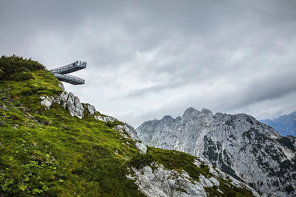 Zugspitze Mountain and viewing platform, Zugspitze, Wetterstein mountain range