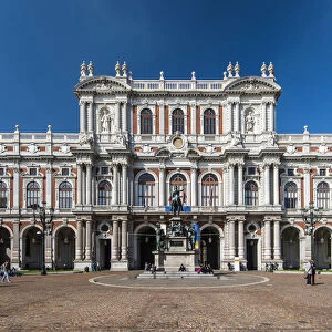 The 19th century rear facade of Palazzo Carignano on Piazza Carlo Alberto, Turin