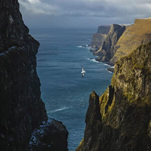 470m above sea. The view from Beinisvorð cliff in Suðuroy. Faroe Islands