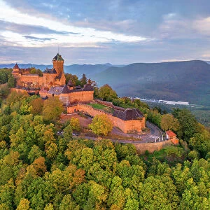Aerail view at Chateau du Haut-K"nigsbourg, Bas-Rhin, Alsace, Alsace-Champagne-Ardenne-Lorraine, Grand Est, France