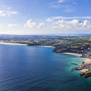 Aerial panoramic view of St. Ives, Cornwall, England