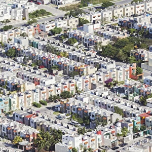 Aerial of suburb in Playa del Carmen, Mexico