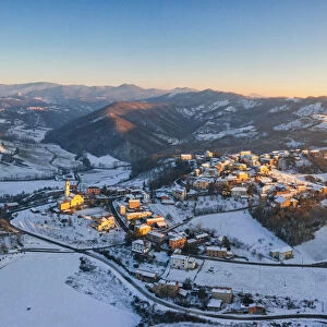 Aerial view of Alessandria hills in winter, Alessandria province, Piedmont, Italy, Europe