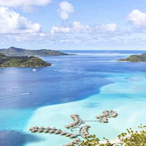 Aerial view of Bora Bora island with Pearl beach resort, French Polynesia