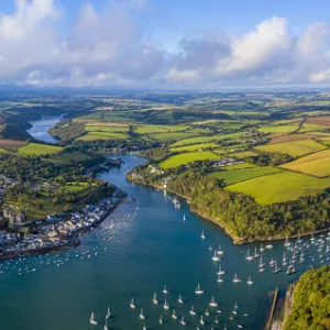 Aerial view over Fowey, Cornwall, England