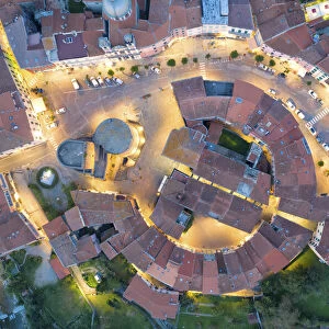 Aerial view of the historic center of Varese Ligure, municipality of Varese Ligure