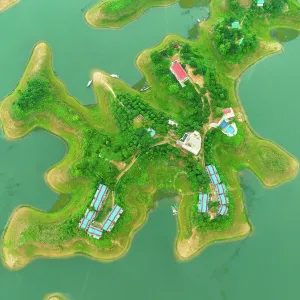 Aerial view of islands in Kaptai Lake in Rangamati District of Chittagong Division in Bangladesh Aerial view of islands in Kaptai Lake in Rangamati District of Chittagong Division in Bangladesh