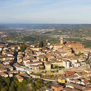 Aerial view of La Morra village from hot air baloon, La Morra, Cuneo Province, Piedmont