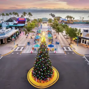 Aerial View of Lauderdale by the Sea with christmas Decorations and Christmas Tree, Christmas by the Beach Lauderdale by the Sea, Fort Lauderdale, Florida, USA Aerial View of Lauderdale by the Sea with christmas Decorations and Christmas Tree, Christmas by the Beach Lauderdale by the Sea, Fort Lauderdale, Florida, USA