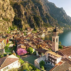 Aerial view of Limone del Garda, Lombardy, Garda Lake, Italy
