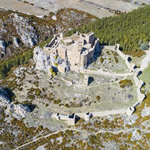 Aerial view of Loarre Castle. Loarre, Huesca province, Aragon, Spain