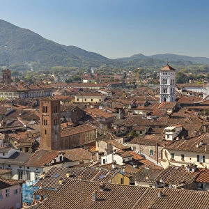 An aerial view of Lucca; Tuscany