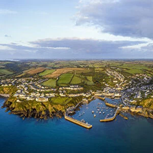 Aerial view over Mevagissey, Cornwall, England