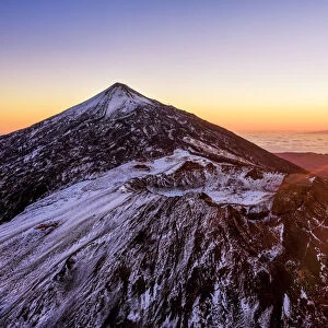 Aerial view of mount Teide and the Pico Viejo at sunrise