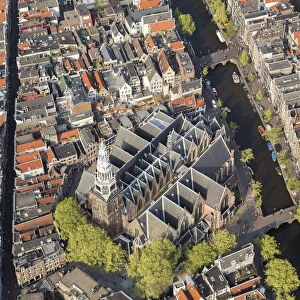 Aerial view of Oude Kerk (Old Church), Amsterdam, Holland