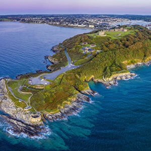 Aerial view over Pendennis Castle and Falmouth, Cornwall, England