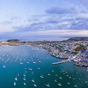 Aerial view over the Penryn river and Falmouth, Cornwall, England