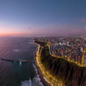 Aerial View Print of Miraflores at Dusk Aerial View Print of Miraflores at Dusk