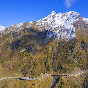 Aerial view on Simplon pass road with Wasenhorn, Valais, Switzerland