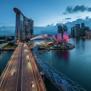Singapore City Harbour Nighttime Print Singapore City Harbour Nighttime Print