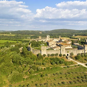 aerial view taken by drone of the historic center of Monteriggioni