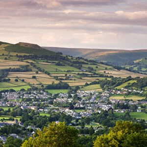 Aerial view of the towns of Crickhowell / Crug Hywel and Llangattock / Llangatwg in