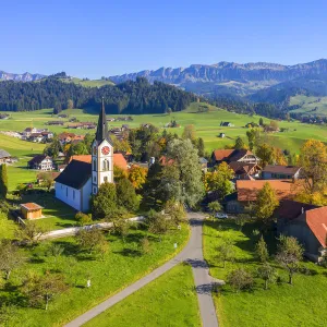 Aerial view on Unterlangenegg, Emmental region, Berner Oberland, Switzerland