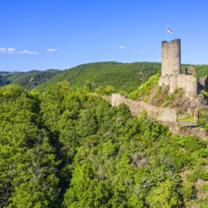 Aerial view on the Winneburg castle near Cochem, Mosel valley, Eifel