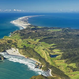 Aerial of Wharariki Beach & Farewell Spit, New Zealand