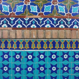 Afghanistan, Mazar-I-Sharif, Detail of tilework, Shrine of Hazrat Ali