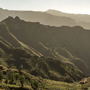 africa, Cape Verde, Santiago. Landscape of the Serra da Malagueta
