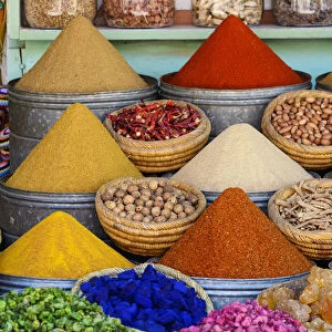 Africa, Maghreb, Morocco, Marrakesh Souk selling Spices