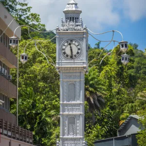 Africa, Seychelles, Mahe. The Clock Tower of Victoria