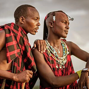 Africa, Tanzania, Manyara Region. Two Msai men