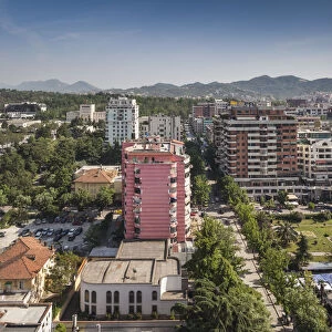 Albania, Tirana, Blloku area, formerly used by Communist party elite, elevated view